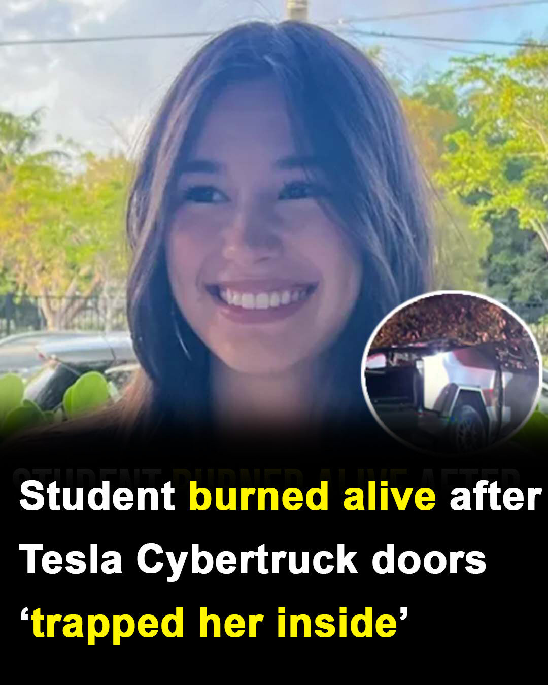 Student ‘burned alive’ after being trapped by her Te-sla